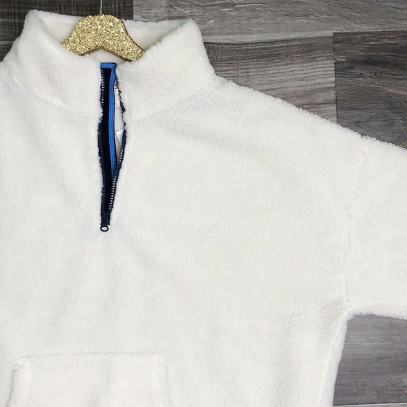 J. Crew Factory Sherpa Pullover Quarter Zip White Fleece Shirt XXL New - Picture 5 of 8